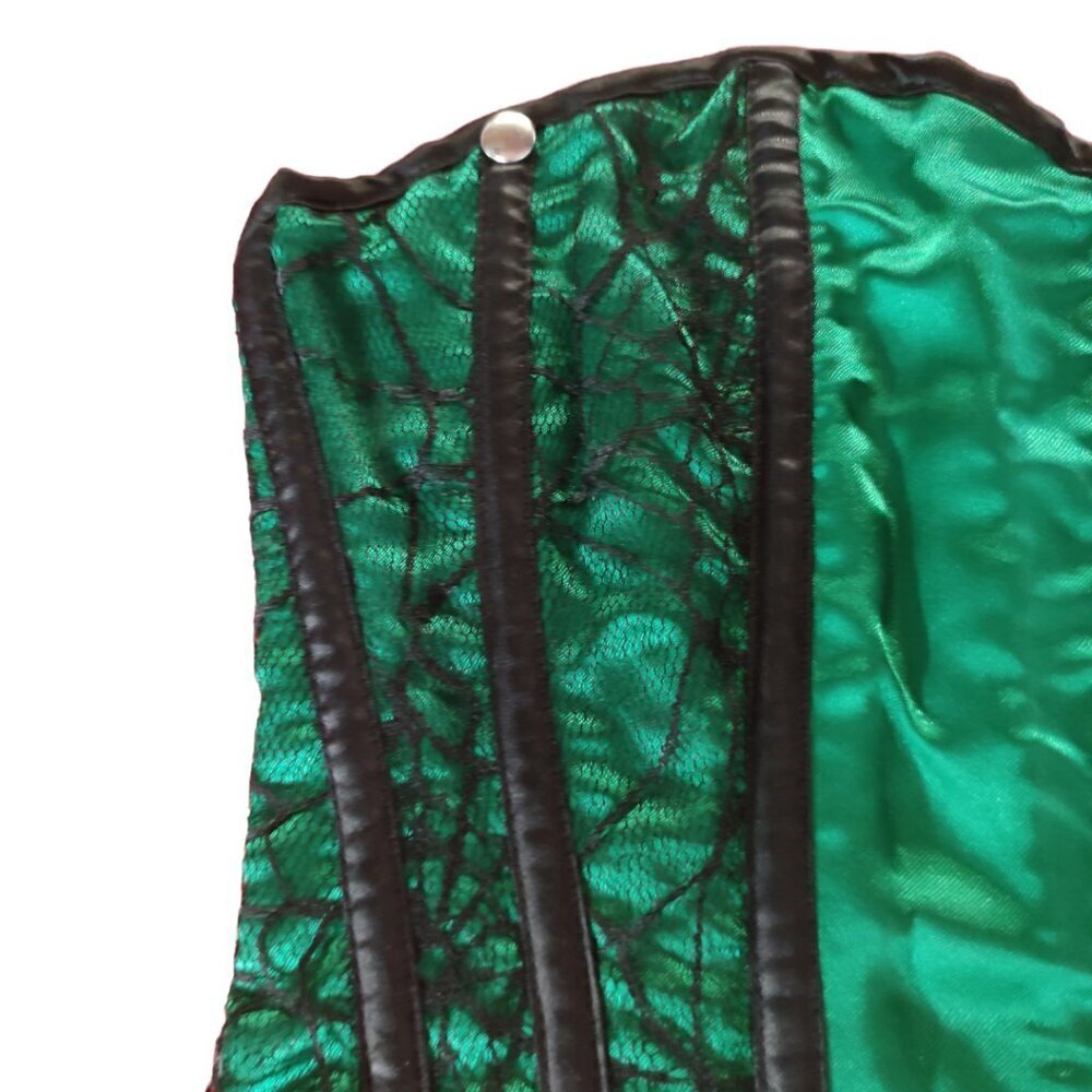 Burleska Green Satin and Lace Corset - Picture 2 of 11